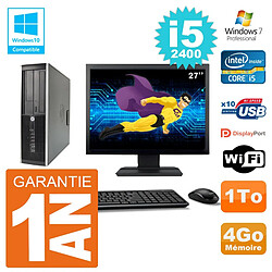 PC HP 6200 SFF Ecran 27" Intel i5-2400 RAM 4Go Disque 1To Graveur DVD Wifi W7 · Occasion 