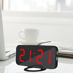 Acheter Wewoo Réveil multifonctionnel réfléchissant d'affichage à rouge LED de miroir créatif avec la fonction de Snooze et 2 port de charge d'USB