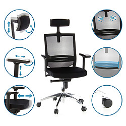 Avis Siège de bureau / Fauteuil de direction PORTO MAX, assise tissu / dossier maille, noir hjh OFFICE