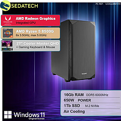 Sedatech Pack PC Gamer Silent • AMD Ryzen 5 8500G • Radeon Vega • 16 Go DDR5 • 1To SSD M.2 • Windows 11 • Moniteur 27"