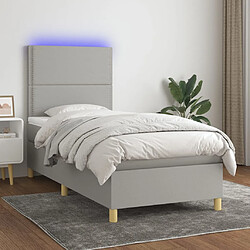 vidaXL Sommier à lattes de lit et matelas et LED Gris clair 100x200 cm