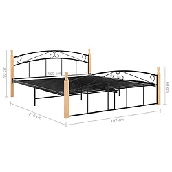 vidaXL Cadre de lit sans matelas noir métal bois chêne 160x200 cm pas cher