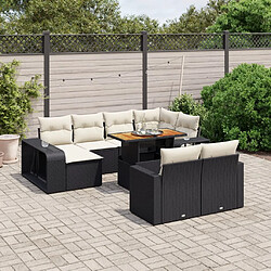 vidaXL Salon de jardin 11 pcs avec coussins noir résine tressée 