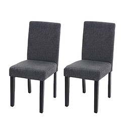 Decoshop26 Lot de 2 chaises de salle à manger en tissu gris foncé pieds foncés CDS04463