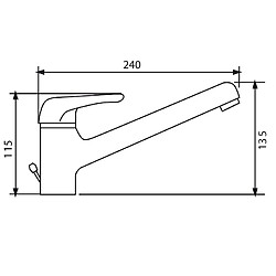 Robinet mitigeur design d'evier de cuisine bas a bec rotatif anticalcaire chrome