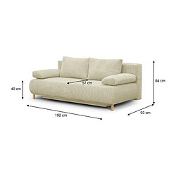 Banquette convertible 3 places MIKA - Velours côtelé Beige - Coffre de rangement - L 192 x H 84 x P 93 cm pas cher