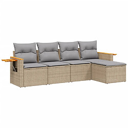 vidaXL Salon de jardin avec coussins 5 pcs beige résine tressée