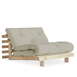 Inside 75 Fauteuil convertible futon ROOTS pin naturel tissu lin couchage 90 x 200 cm.