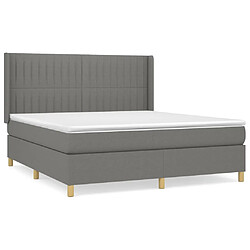 vidaXL Sommier à lattes de lit avec matelas Gris foncé 160x200cm Tissu