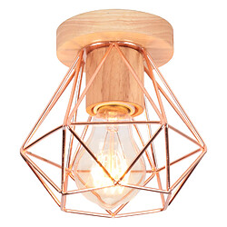 Stoex Lampe de Plafond Moderne Plafonnier Cage en Métal Luminaire Plafonnier Rétro Intérieur Or Rose Pour Couloir Bar Club 