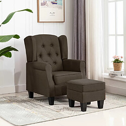 vidaXL Fauteuil avec repose-pied Marron Tissu