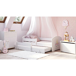 HT MEUBLES Lit gigogne enfant fille blanc LOU Lit gigogne enfant fille blanc LOU - Licorne - 2 x 160 cm x 80 cm