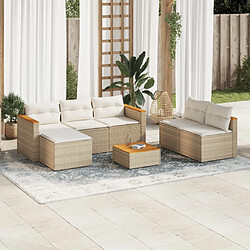 vidaXL Salon de jardin avec coussins 5 pcs beige résine tressée acacia