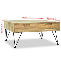 vidaXL Table basse 80x80x40 cm Teck massif pas cher