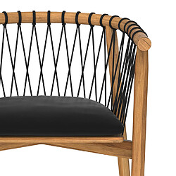 Acheter Rendez Vous Deco Chaise de jardin Yago en bois de teck et tissu noir