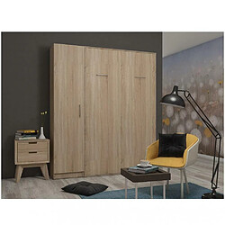 Inside 75 Composition armoire lit escamotable SMART-V2 chêne naturel Couchage 140 x 200 cm colonne armoire 