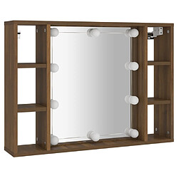 Helloshop26 Armoire à miroir avec led chêne 76 x 15 x 55 cm marron 02_0006667