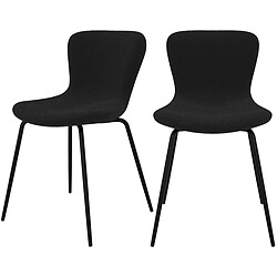 Rendez Vous Deco Chaise Koko noire effet laine bouclette (lot de 2) 