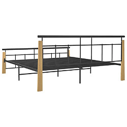 Acheter vidaXL Cadre de lit sans matelas métal bois de chêne massif 180x200 cm