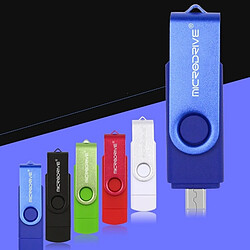 Wewoo Clé USB Ordinateur mobile MicroDrive 32 Go USB 2.0 - Disque U métallique rotatif OTG à double usage Bleu pas cher