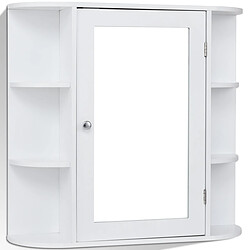 Helloshop26 Meuble de salle de bain murale en mdf blanc avec 1 porte et 6 etagères 66 x 16,5 x 63 cm 20_0004911 