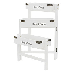 ML-Design Porte-fleurs 3 Étages Bois Blanc,111 cm, 32x16x7 cm, Bac à Fleurs Pliable, Caisses Rustiques pour Décorer, Échelle pour Fleurs, Étagère pour Plantes, Escalier pour Plantes/Végétal Extérieur 