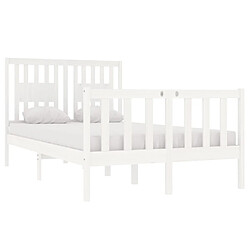 Avis Maison Chic Lit Moderne Chambre - Cadre/structure de lit pour adulte Blanc Bois massif 120x190 cm Petit Double -MN76476