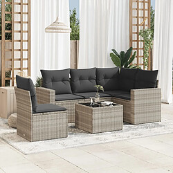 vidaXL Salon de jardin 6 pcs avec coussins gris clair résine tressée 