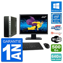 PC HP 600 G3 SFF Ecran 22" Intel G4400 RAM 64Go Disque Dur 500Go Windows 10 Wifi - Occasion