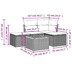 Acheter vidaXL Salon de jardin avec coussins 5pcs mélange beige résine tressée