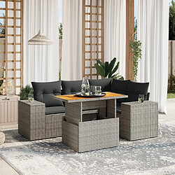 vidaXL Salon de jardin 5 pcs avec coussins gris résine tressée 