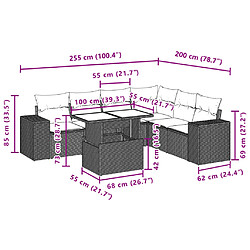 vidaXL Salon de jardin avec coussins 7 pcs gris clair résine tressée pas cher