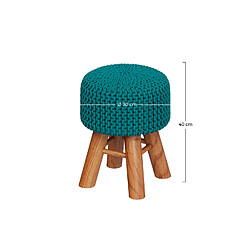 Rendez Vous Deco Petit tabouret tricot Lisa bleu