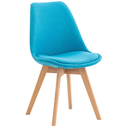 Decoshop26 Chaise de salle à manger x1 design scandinave en tissu turquoise et pieds en bois clair 10_0002294