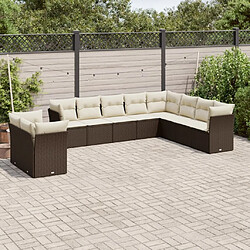 Maison Chic Salon de jardin 10 pcs avec coussins, Ensemble Tables et chaises d'extérieur marron résine tressée -GKD744076