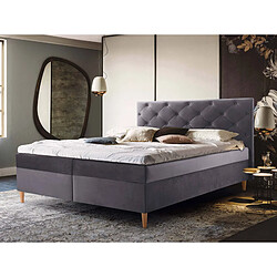 Bestmobilier Louis - lit boxspring - 180x200 - en velours - coffres et surmatelas inclus