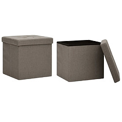 vidaXL Tabourets de rangement pliables lot de 2 taupe faux lin