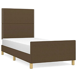 Maison Chic Cadre/structure de lit avec tête de lit pour adulte - Lit Moderne Chambre Marron foncé 80x200 cm Tissu -MN21465