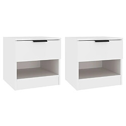 vidaXL Tables de chevet 2 pcs Blanc Bois d'ingénierie