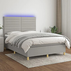 vidaXL Sommier à lattes de lit et matelas et LED Gris clair 140x190 cm 