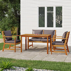 Maison Chic Ensemble à manger d'extérieur 4 pcs avec coussins,Salon de jardin Bois acacia -GKD297163