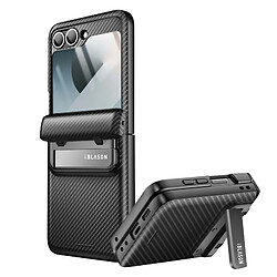 I-Blason Coque pour Samsung Galaxy Z Flip 6 Robuste Fibre Carbone Béquille Noir 