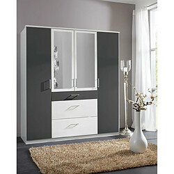 Avis Inside 75 Armoire LAVAL décor blanc et graphite 2 portes miroirs 2 portes 3 tiroirs