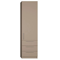 Inside 75 Armoire de rangement 1 porte, 3 tiroirs coloris taupe mat largeur 50 cm 