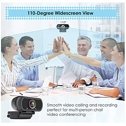 Chrono Webcam HD 1080p Web Camera, USB PC Computer Webcam avec Microphone, Laptop Desktop Full HD Camera Video Webcam 110 degrés Widescreen, noir