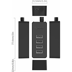 Avis ORICO HUB USB 4X USB 2.0 WITH DATA CABLE AND OTG - W5P-U2-030-BK-BP