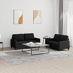 Maison Chic Ensemble de canapés 2 pcs avec coussins, Canapé droit Sofa pour Salon Noir Tissu -GKD263337