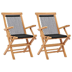 Maison Chic Lot de 2 Chaises pliables de jardin - Fauteuil d'extérieur Bois de teck solide et corde -MN62610