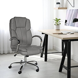 Avis Decoshop26 Fauteuil de bureau sur roulettes largeur d'assise XXL en PVC gris et métal chromé 10_0002418