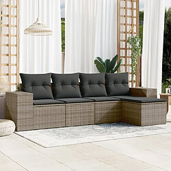 vidaXL Salon de jardin 5 pcs avec coussins gris résine tressée 